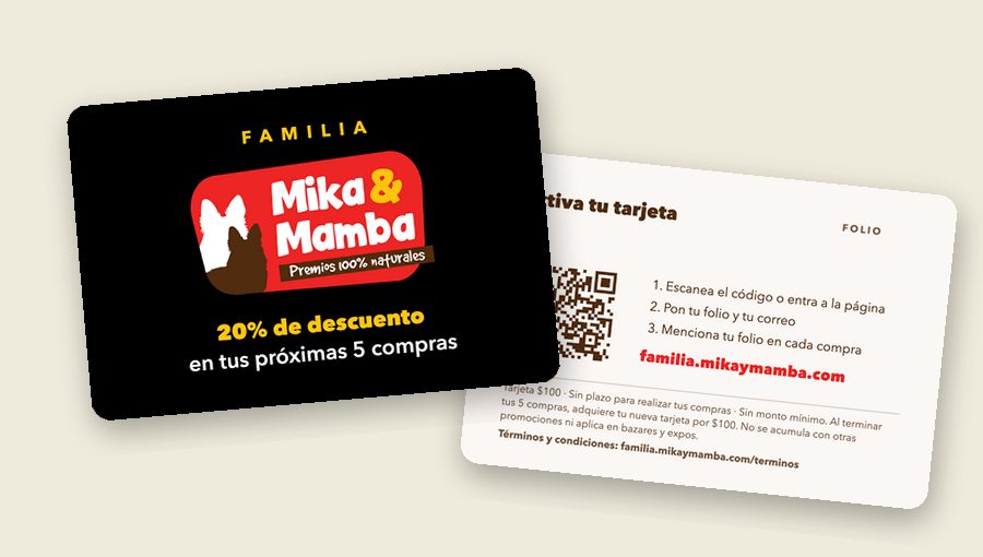 Tarjeta de cliente frecuente Familia Mika y Mamba