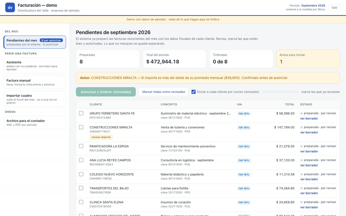 Prueba del sistema de facturación